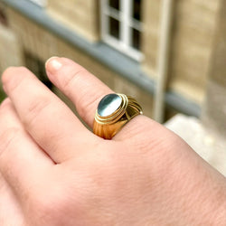 Bague Jonc BOUCHERON "Jaïpur" en or jaune et aigue - marine - Castafiore