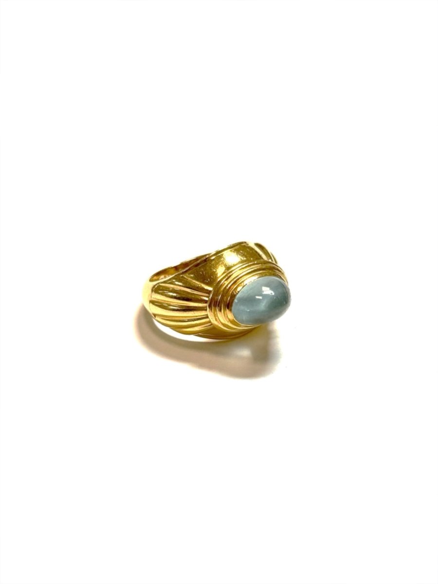 Bague Jonc BOUCHERON "Jaïpur" en or jaune et aigue - marine - Castafiore