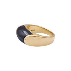 Bague Jonc BULGARI "Tronchetto" en or jaune et hématite - Castafiore