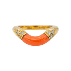 Bague Jonc CARTIER en or jaune, corail et diamants - Castafiore