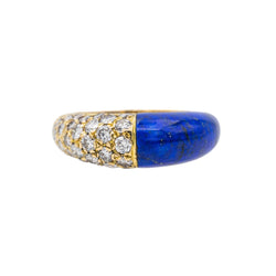 Bague Jonc CARTIER "Mimi" en or jaune, lapis - lazuli et diamants - Castafiore