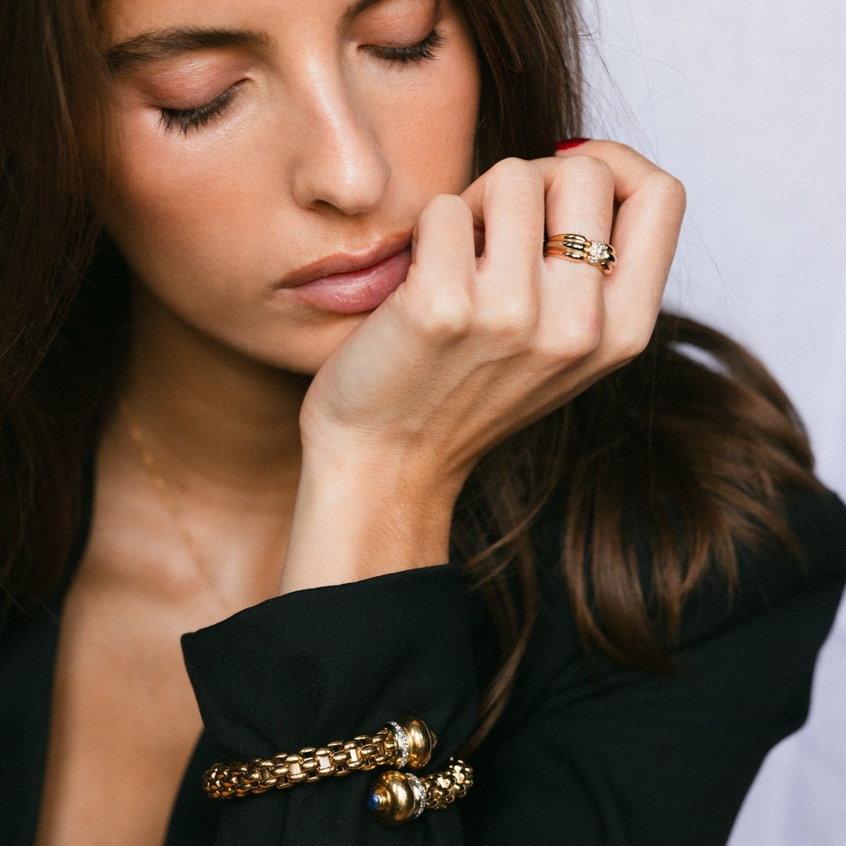 Bague Jonc CARTIER "Trinity Livia" en or jaune, or blanc, or rose et diamants - Castafiore