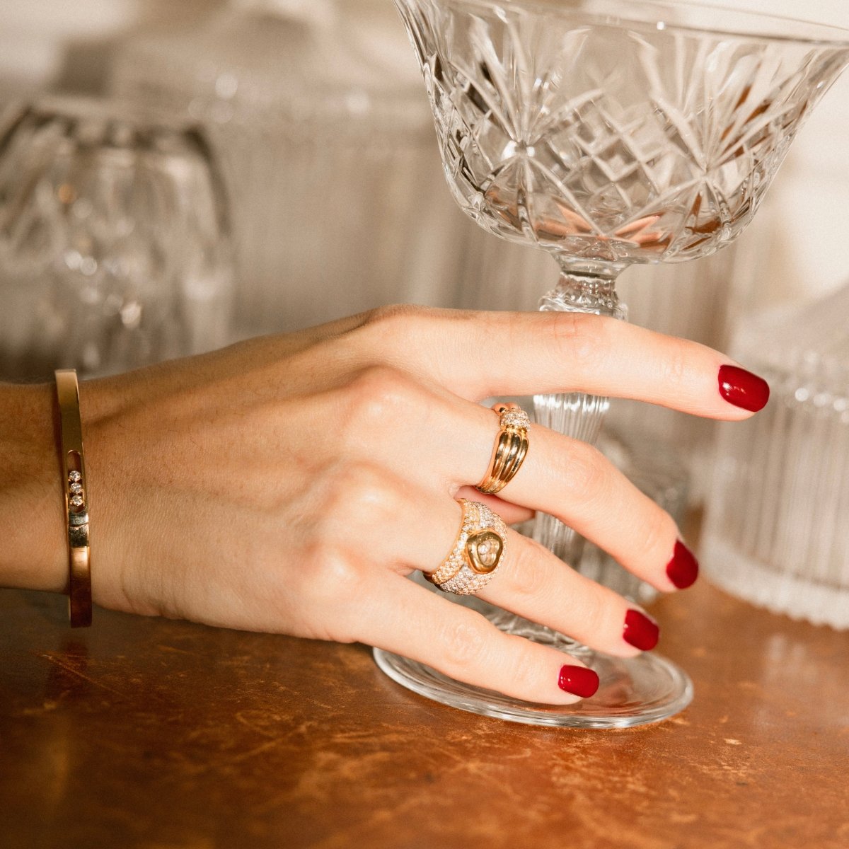Bague Jonc CARTIER "Trinity Livia" en or jaune, or blanc, or rose et diamants - Castafiore