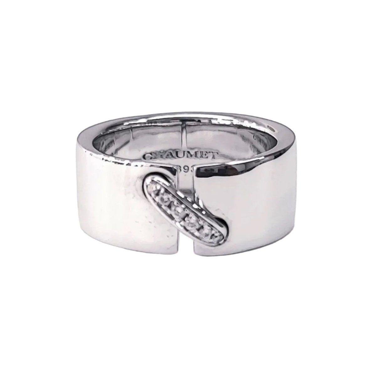 Bague Jonc CHAUMET "Liens" en or blanc et diamants - Castafiore