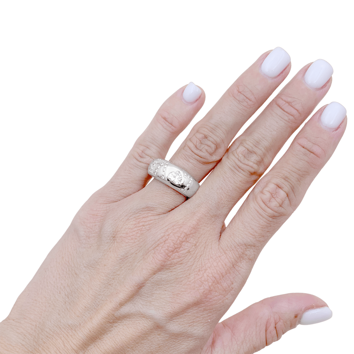 Bague Jonc CHOPARD "Love" en or blanc et diamants - Castafiore