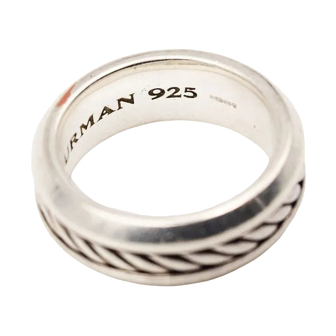 Bague Jonc DAVID YURMAN "Incrustation Câble" en argent - Castafiore