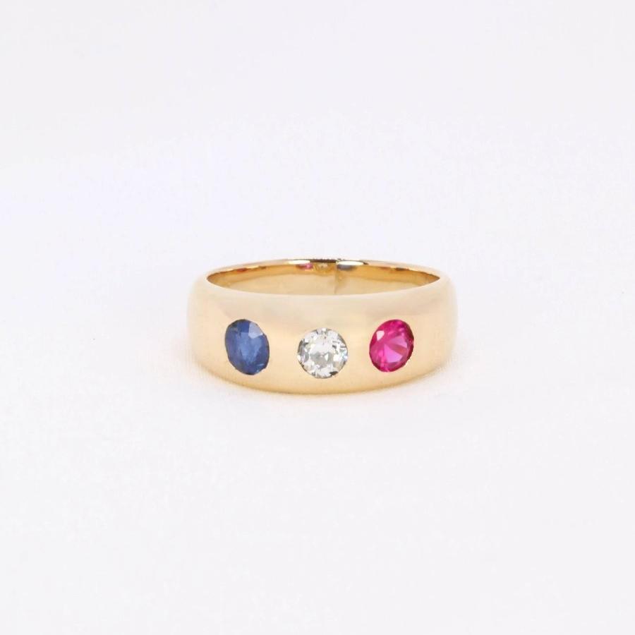 Bague jonc diamant saphir rubis - Castafiore