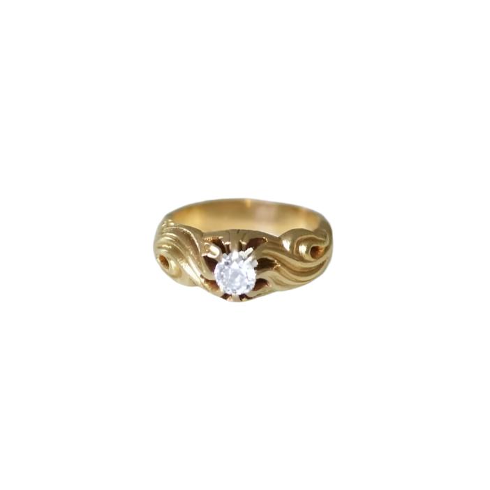 Bague jonc diamant volutes or jaune - Castafiore