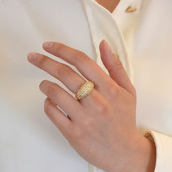 Bague jonc diamants en or jaune 18k - Castafiore