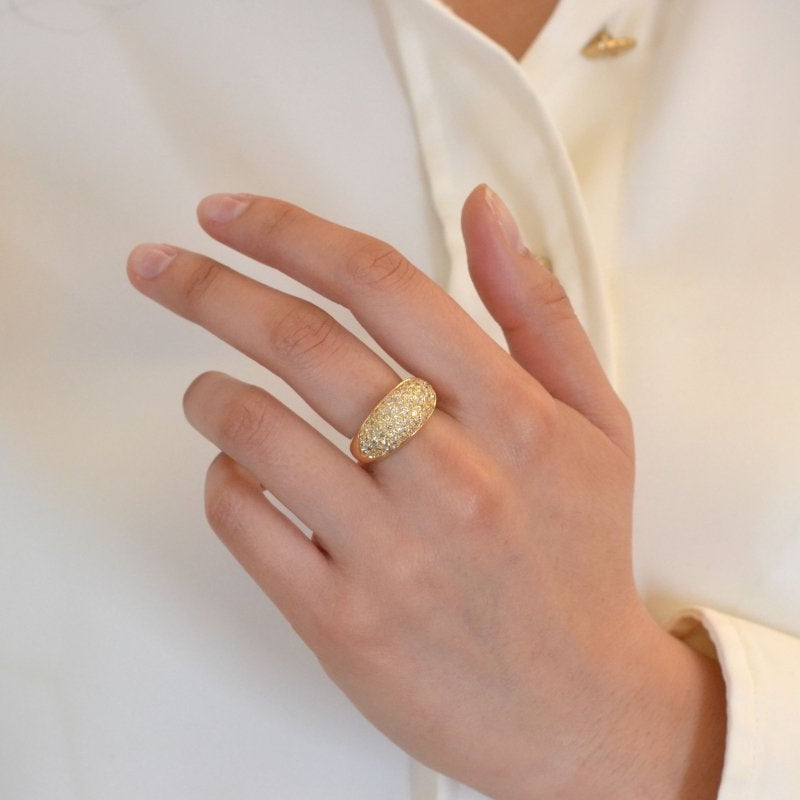 Bague jonc diamants en or jaune 18k - Castafiore