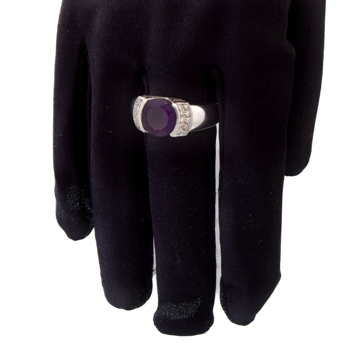 Bague Jonc en or blanc, améthyste et diamants - Castafiore