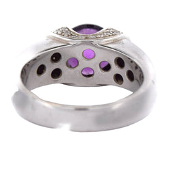Bague Jonc en or blanc, améthyste et diamants - Castafiore