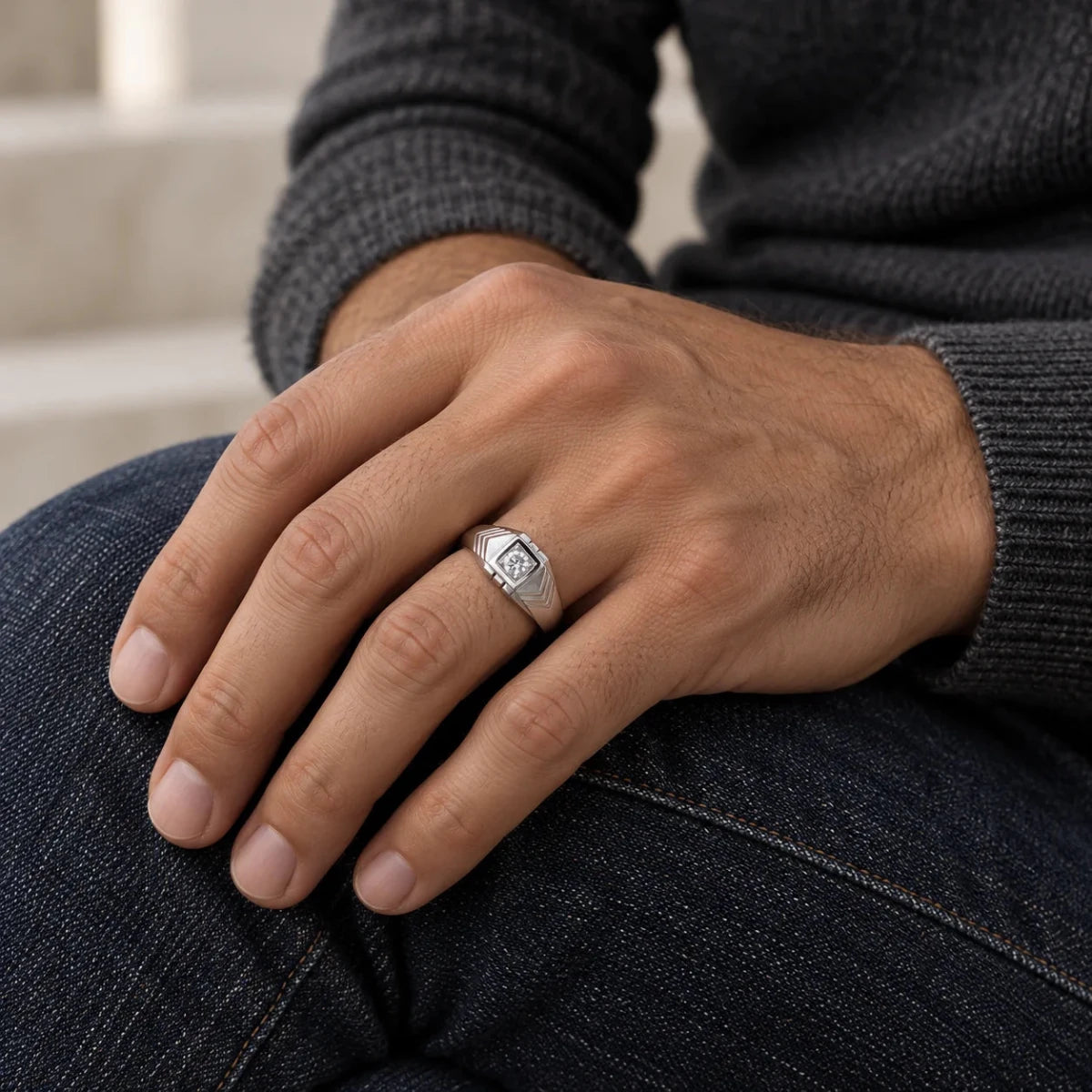 Bague Jonc en or blanc et diamant - Castafiore