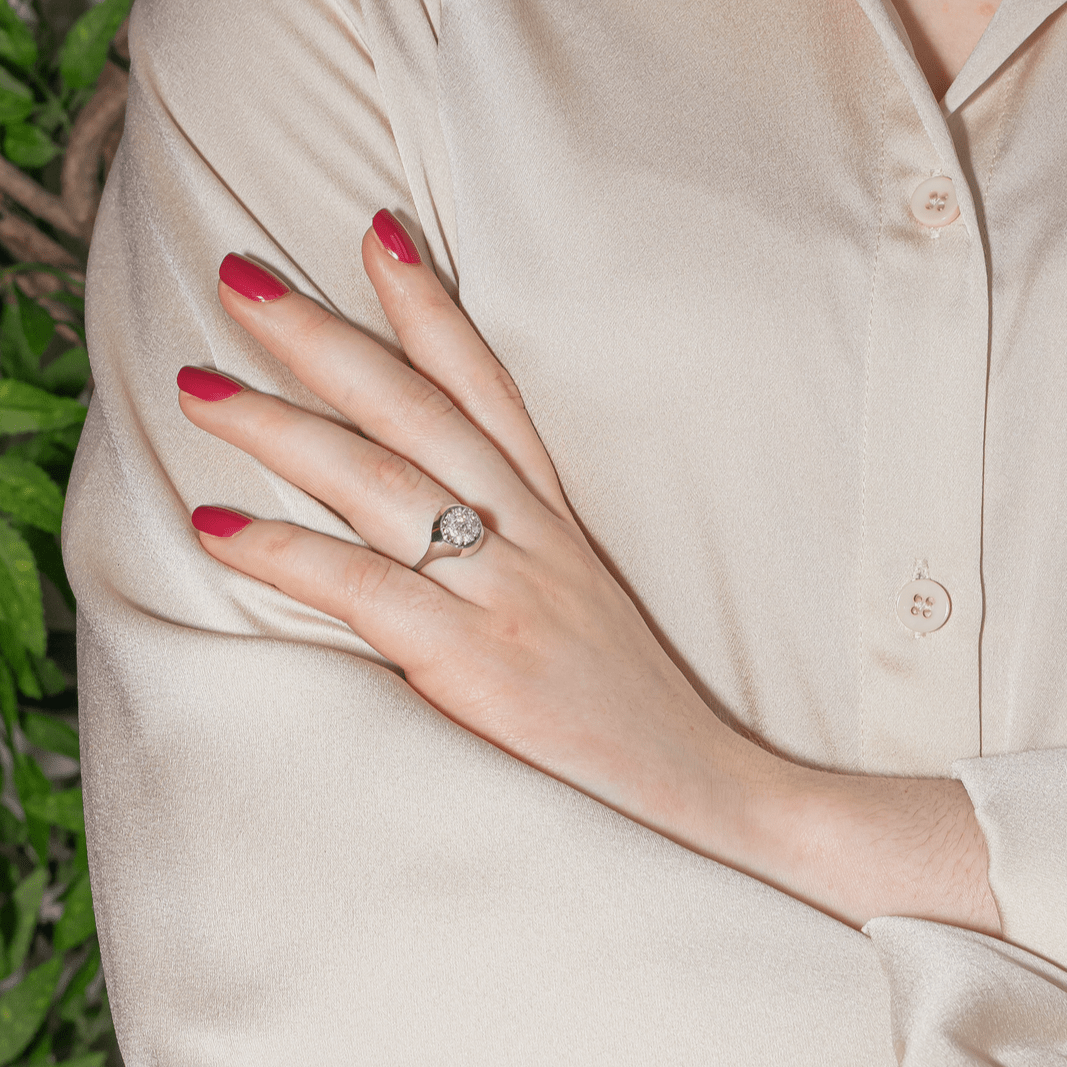 Bague Jonc en or blanc et diamants - Castafiore