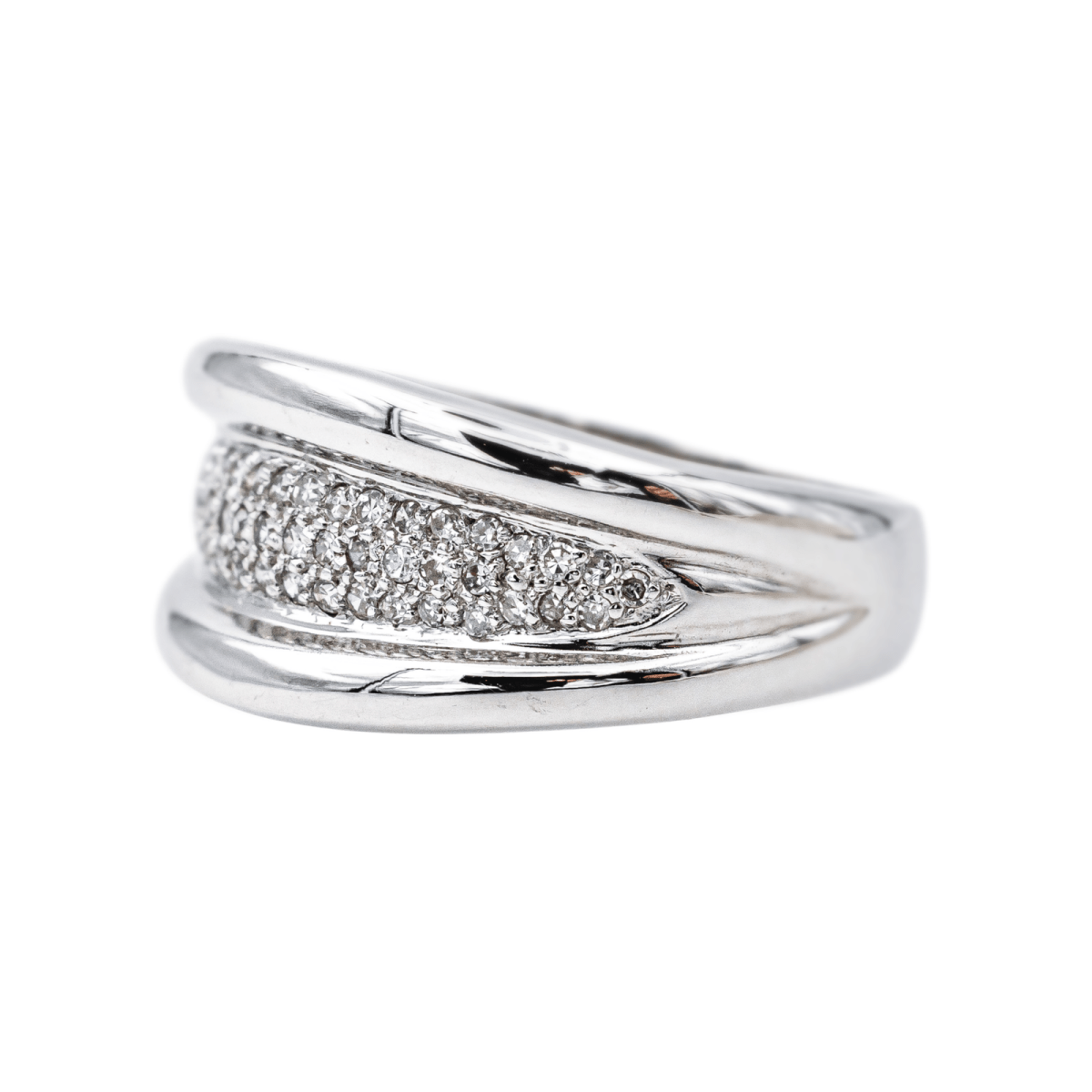 Bague Jonc en or blanc et diamants - Castafiore