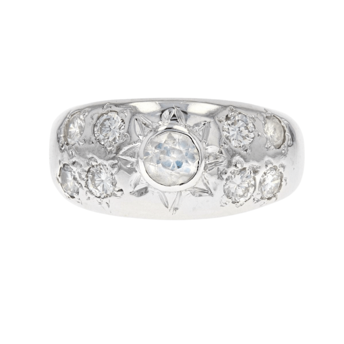Bague Jonc en or blanc et diamants - Castafiore