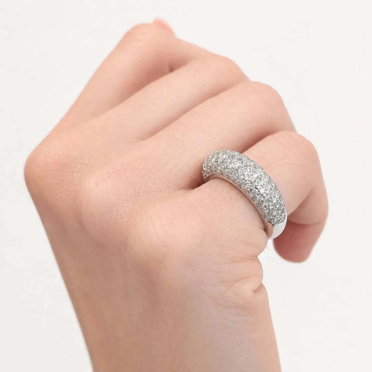 Bague Jonc en or blanc et diamants - Castafiore