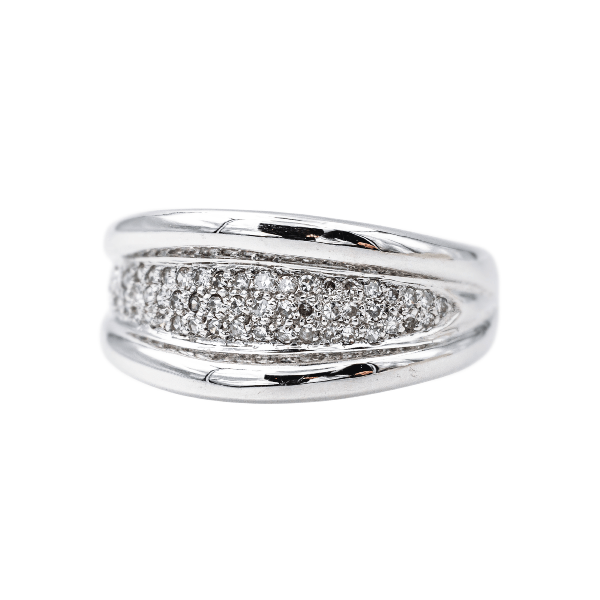 Bague Jonc en or blanc et diamants - Castafiore