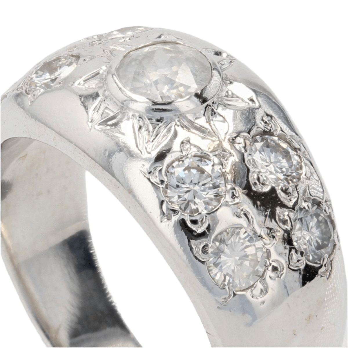 Bague Jonc en or blanc et diamants - Castafiore