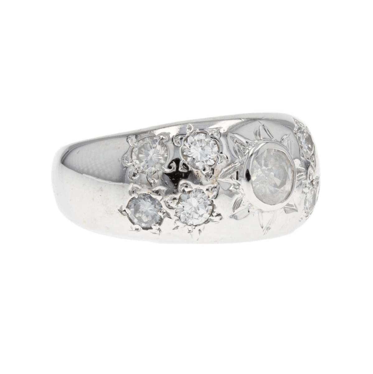 Bague Jonc en or blanc et diamants - Castafiore