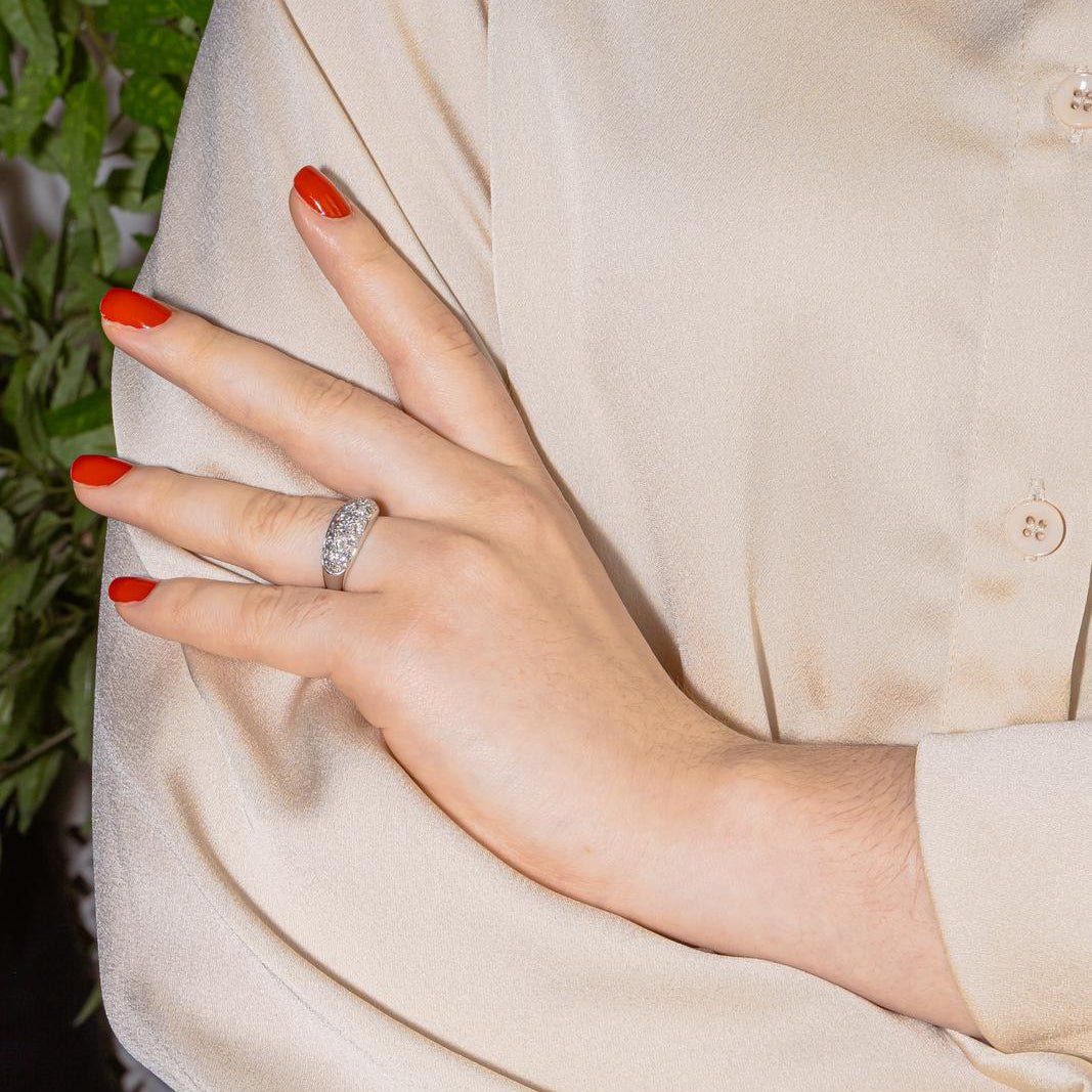 Bague Jonc en or blanc et diamants - Castafiore