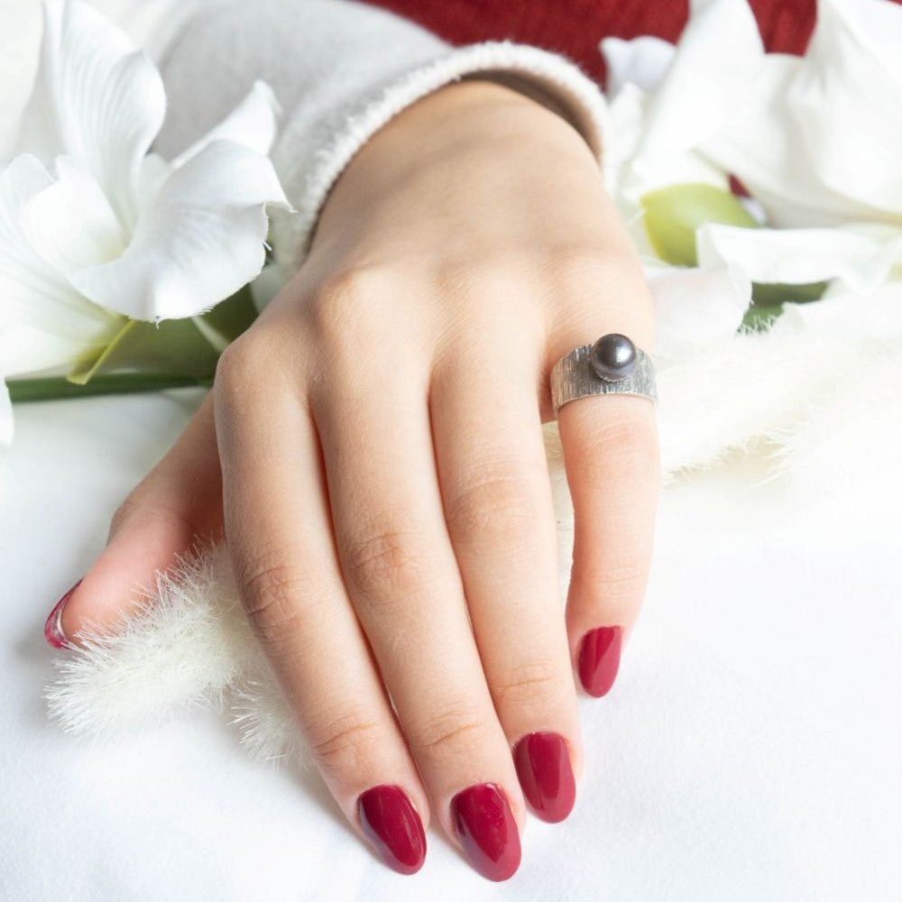 Bague Jonc en or blanc et perle - Castafiore