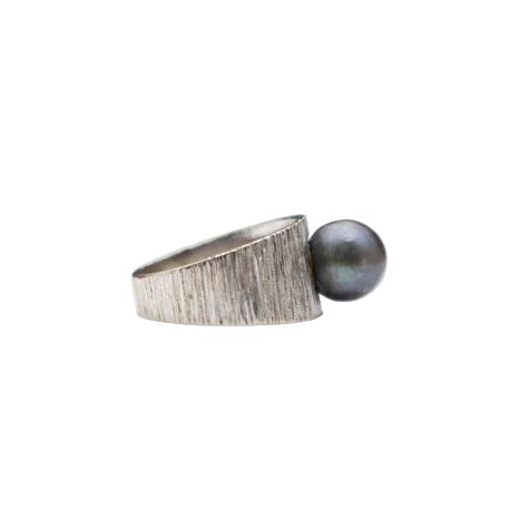 Bague Jonc en or blanc et perle - Castafiore