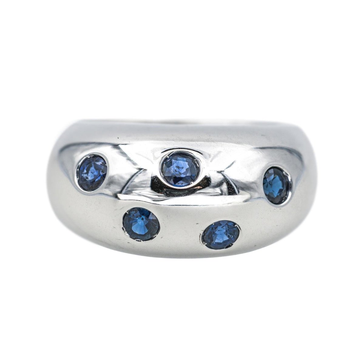 Bague Jonc en or blanc et saphir - Castafiore