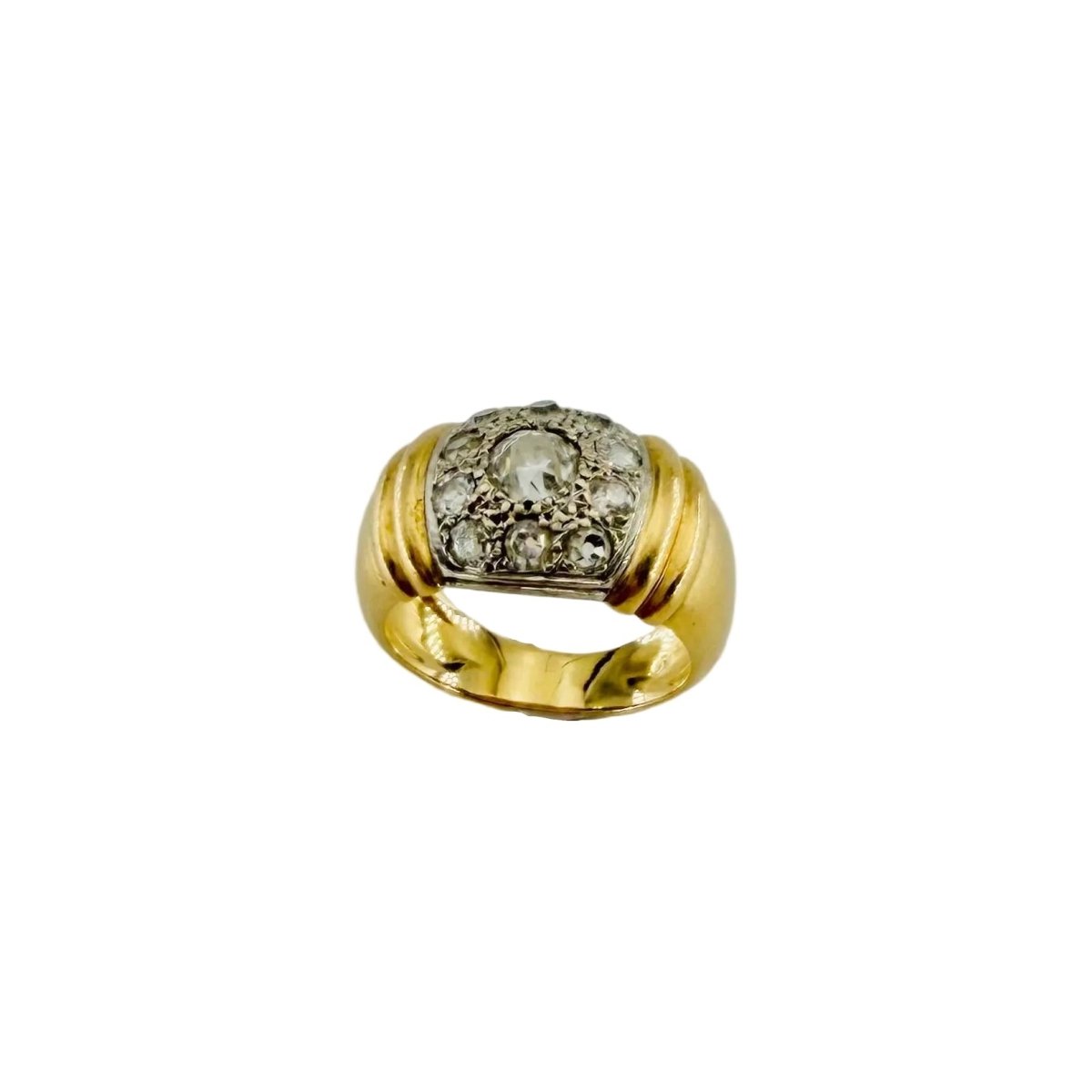 Bague Jonc en or blanc, or jaune et diamants - Castafiore