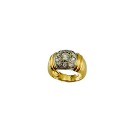 Bague Jonc en or blanc, or jaune et diamants - Castafiore