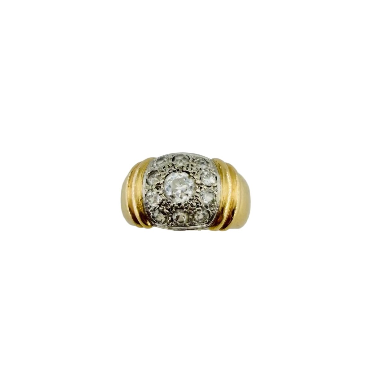 Bague Jonc en or blanc, or jaune et diamants - Castafiore