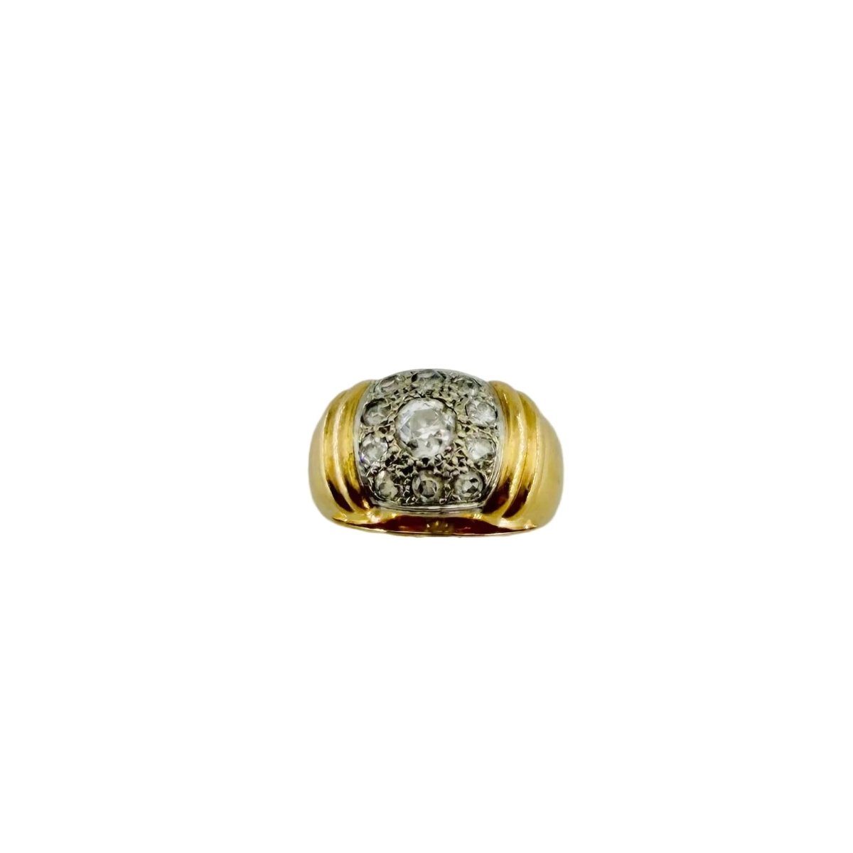 Bague Jonc en or blanc, or jaune et diamants - Castafiore