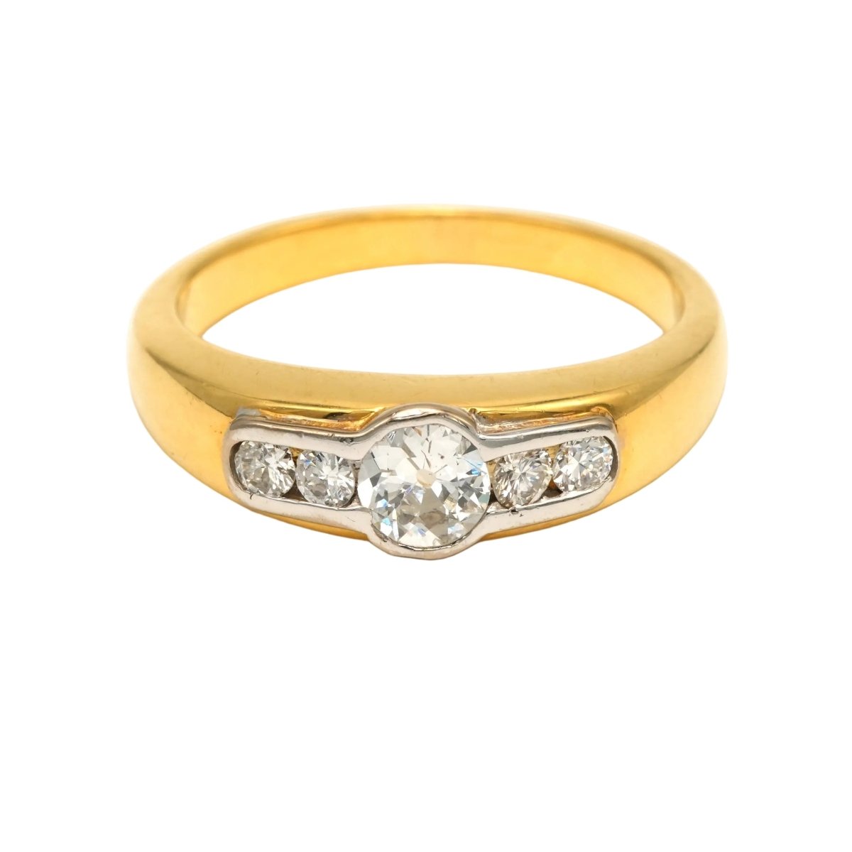 Bague Jonc en or blanc, or jaune et diamants - Castafiore