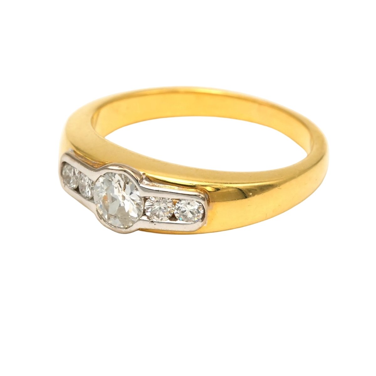Bague Jonc en or blanc, or jaune et diamants - Castafiore