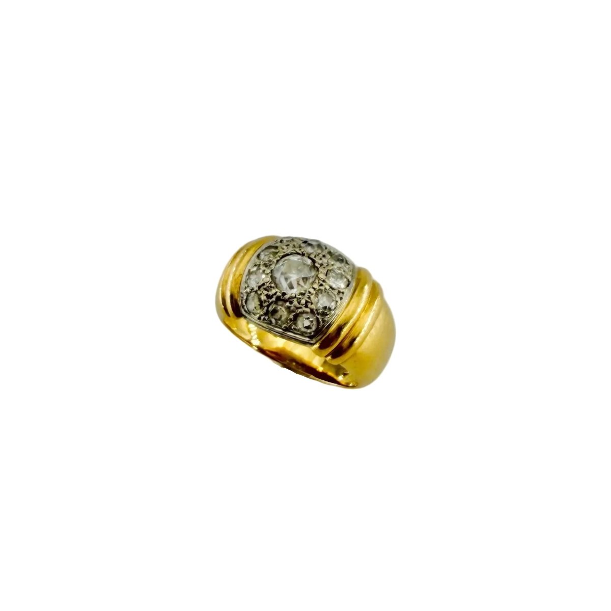 Bague Jonc en or blanc, or jaune et diamants - Castafiore