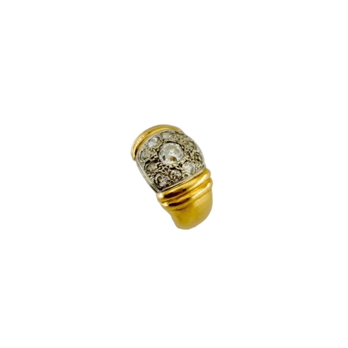 Bague Jonc en or blanc, or jaune et diamants - Castafiore