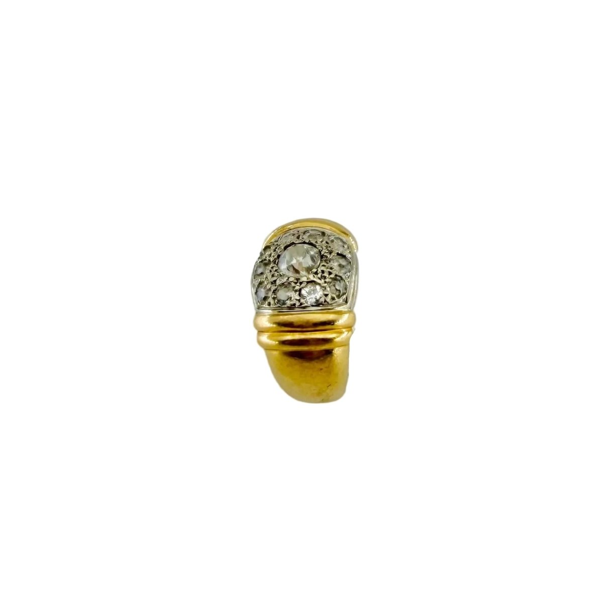 Bague Jonc en or blanc, or jaune et diamants - Castafiore
