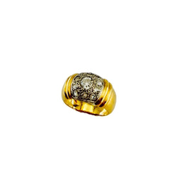 Bague Jonc en or blanc, or jaune et diamants - Castafiore