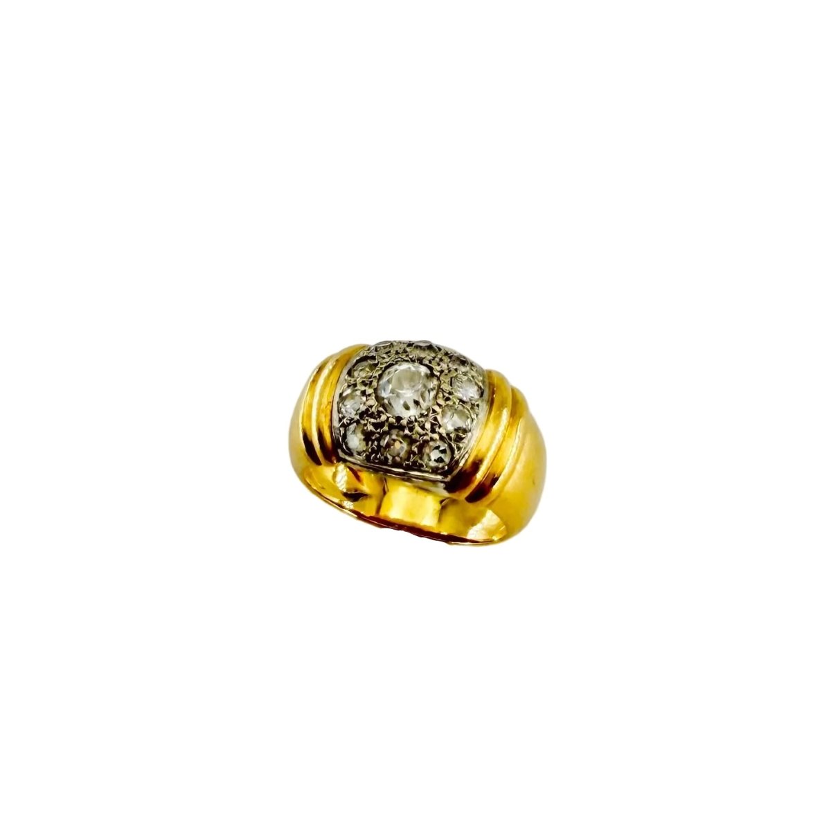Bague Jonc en or blanc, or jaune et diamants - Castafiore