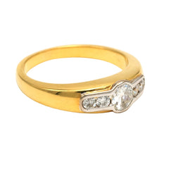 Bague Jonc en or blanc, or jaune et diamants - Castafiore