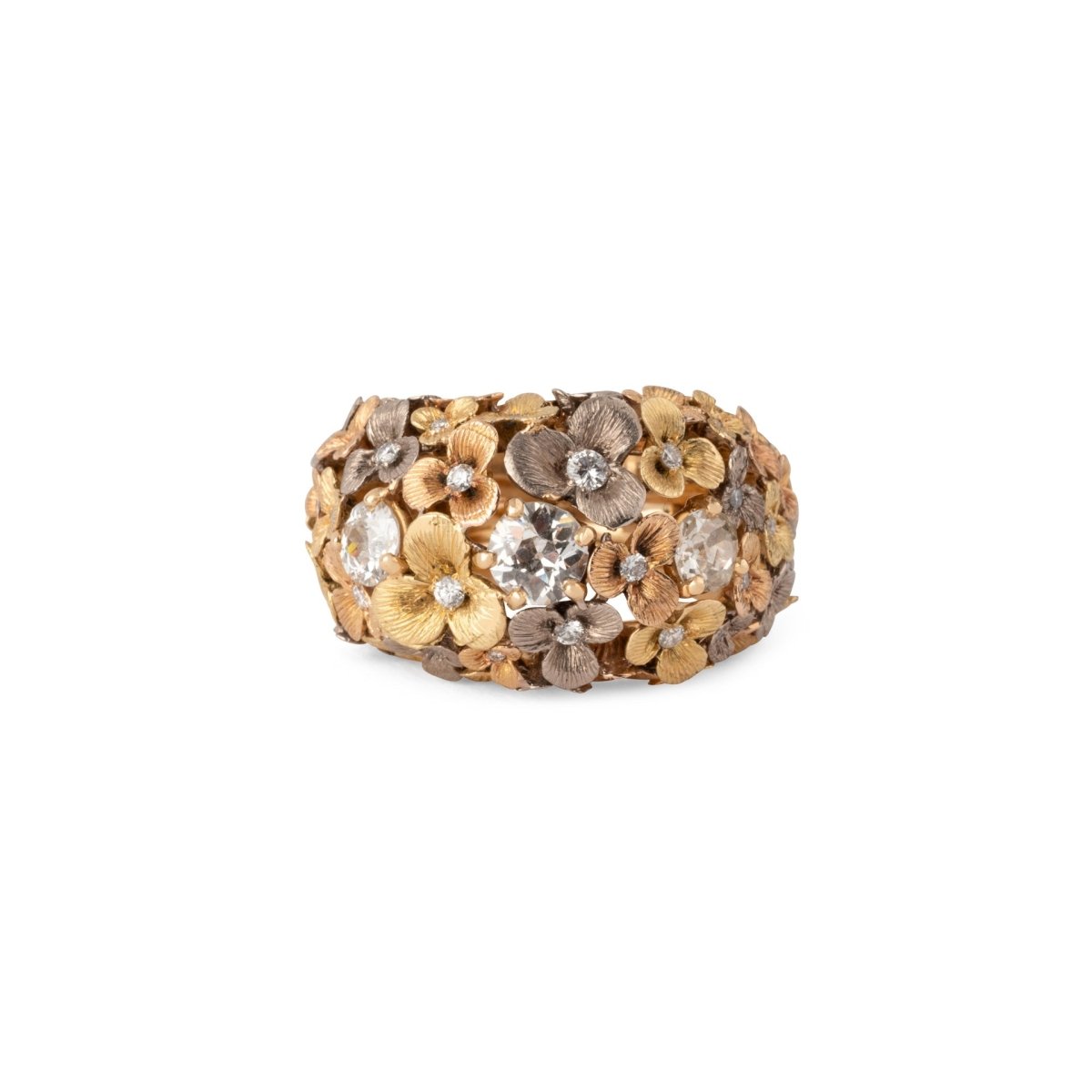 Bague Jonc en or blanc, or jaune, or rose et diamants - Castafiore