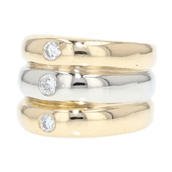 Bague Jonc en or blanc, or jaune, or rose et diamants - Castafiore