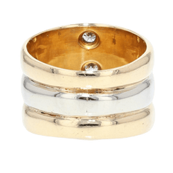 Bague Jonc en or blanc, or jaune, or rose et diamants - Castafiore