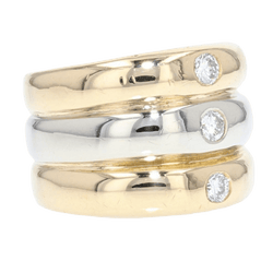Bague Jonc en or blanc, or jaune, or rose et diamants - Castafiore