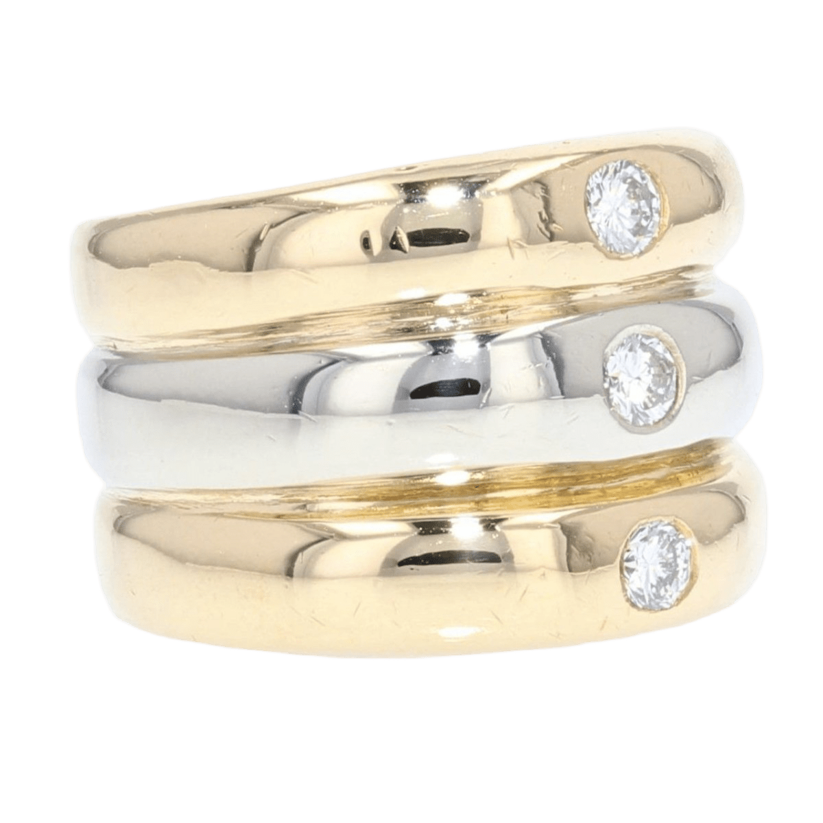 Bague Jonc en or blanc, or jaune, or rose et diamants - Castafiore
