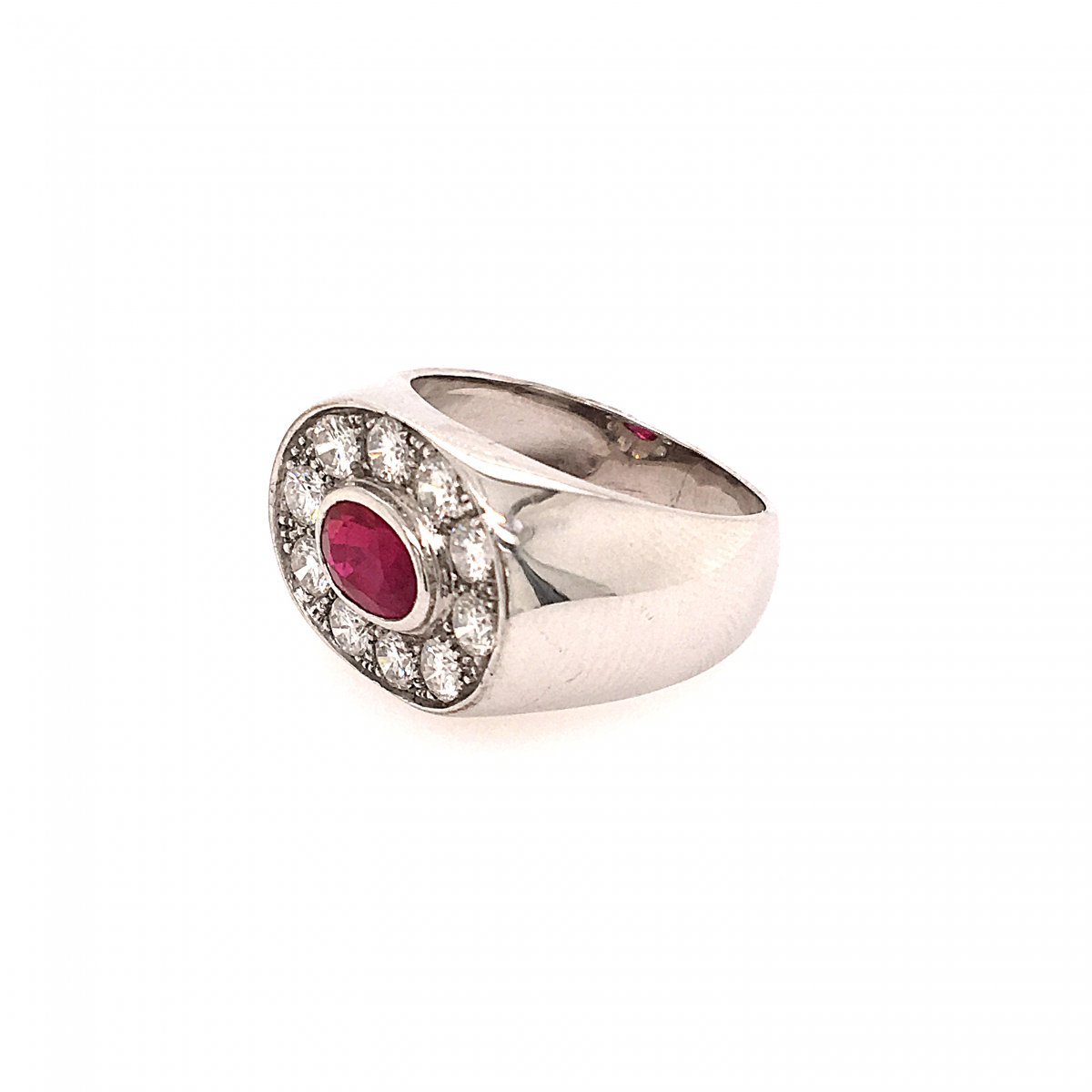 Bague Jonc en or blanc, rubis et diamants - Castafiore