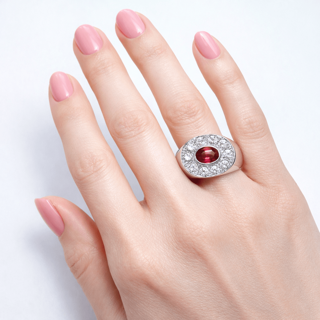 Bague Jonc en or blanc, rubis et diamants - Castafiore