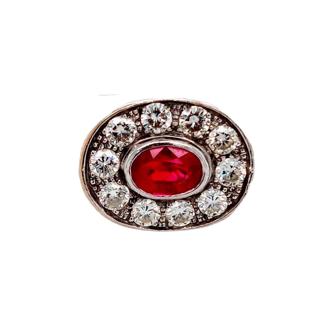 Bague Jonc en or blanc, rubis et diamants - Castafiore