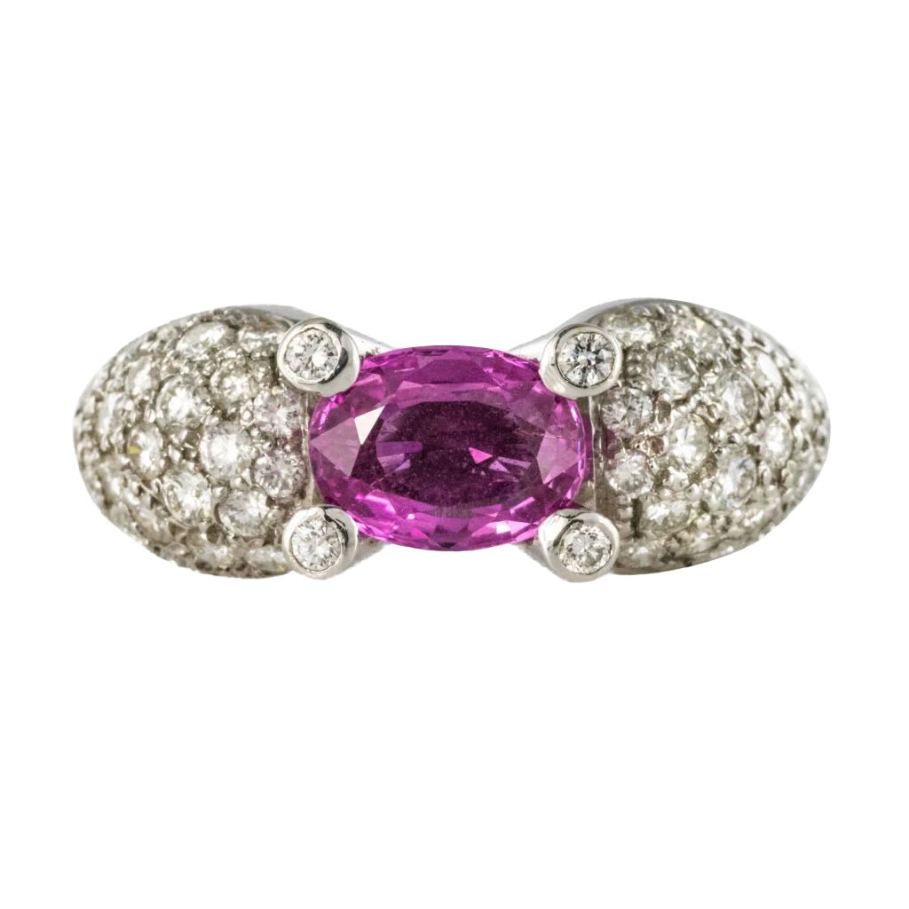 Bague Jonc en or blanc, saphir et diamants - Castafiore