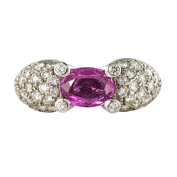 Bague Jonc en or blanc, saphir et diamants - Castafiore